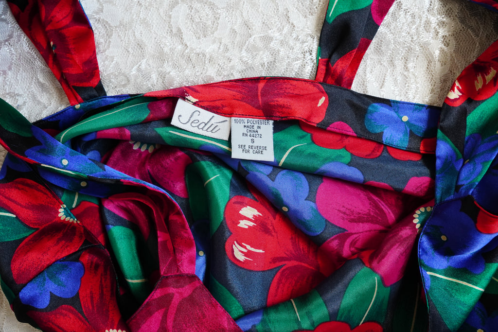 Sedú Satin Floral Mini Slip Dress | Small