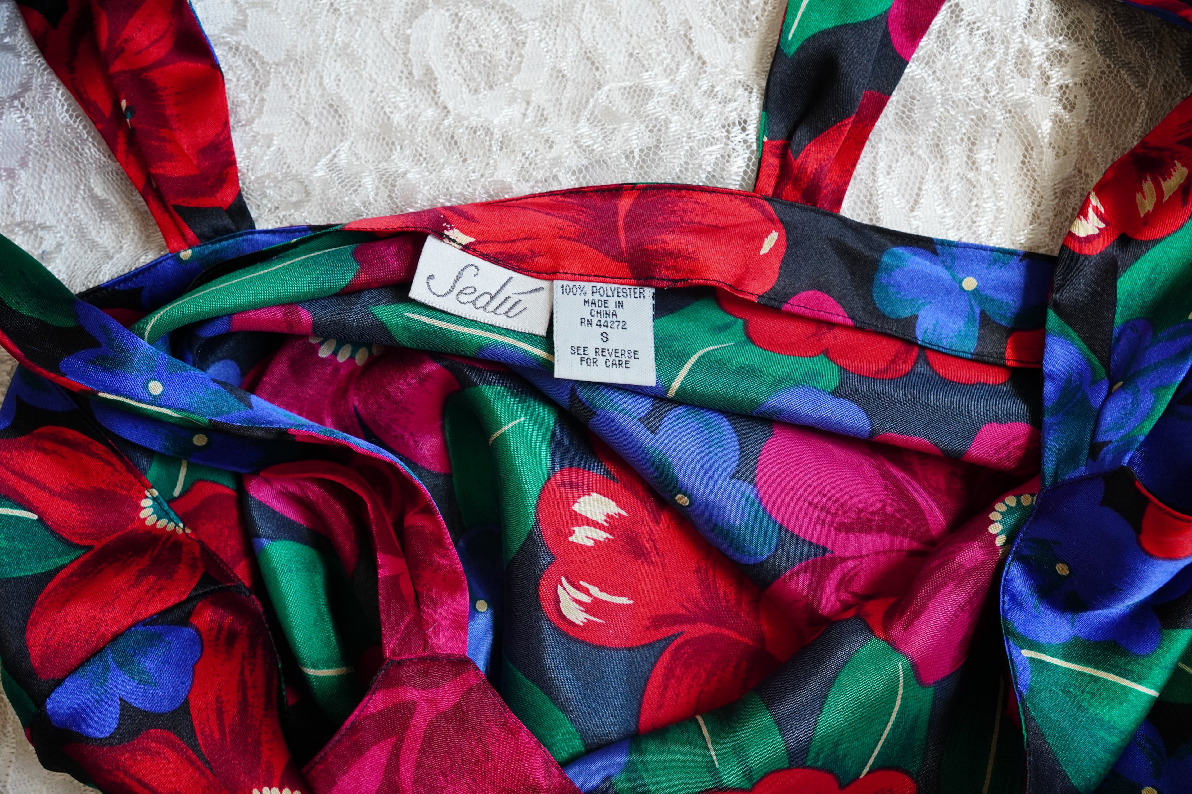 Sedú Satin Floral Mini Slip Dress | Small