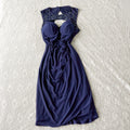 Cache Navy Blue Beaded Midi Dress | Modern | Size 6