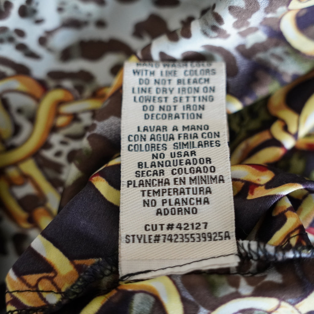 ECI New York Animal Print Gold Chain Jeweled Neck Top | Y2K | Size M