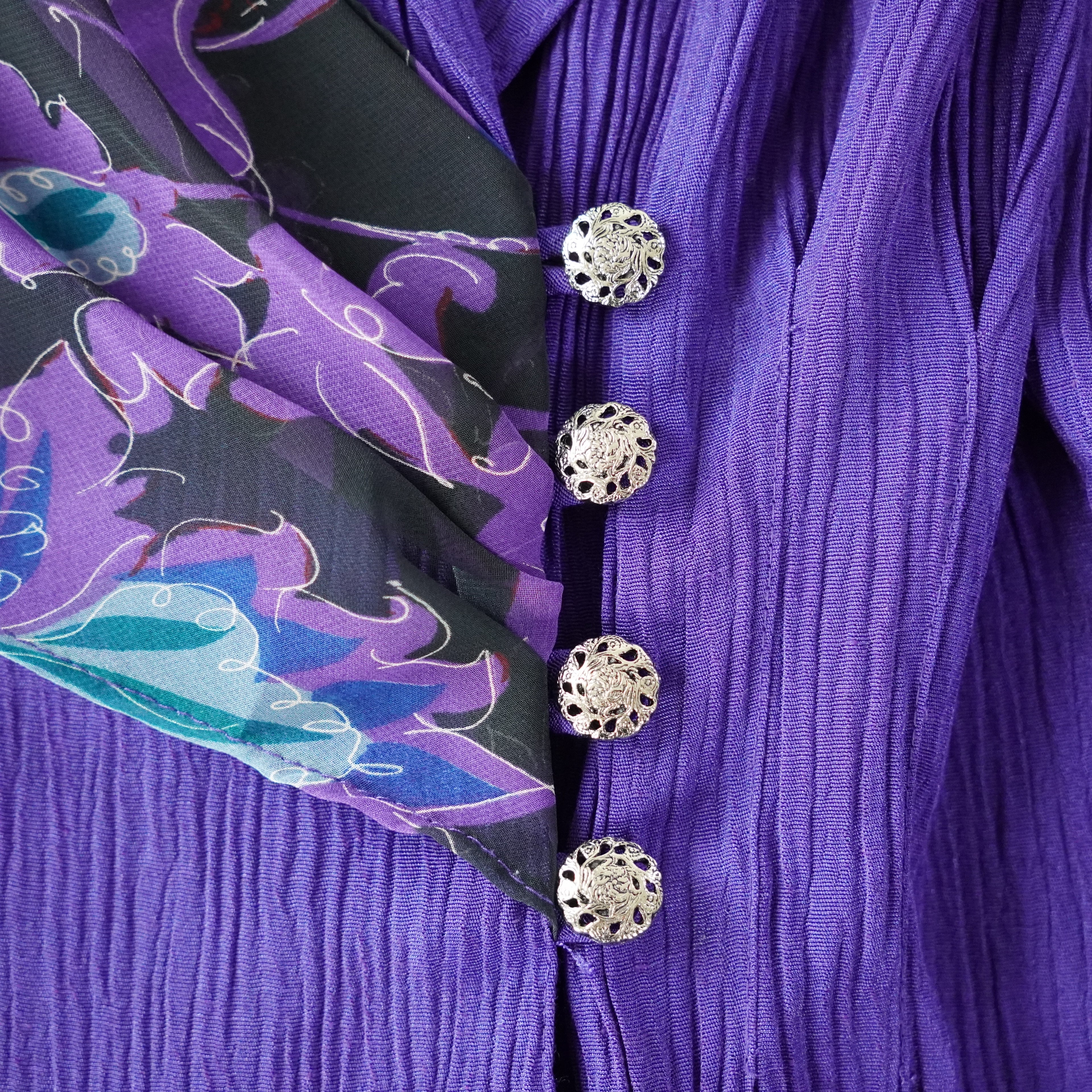 Berkertex Occasions Purple Crinkle Blazer with Floral Chiffon Accent – Size 14
