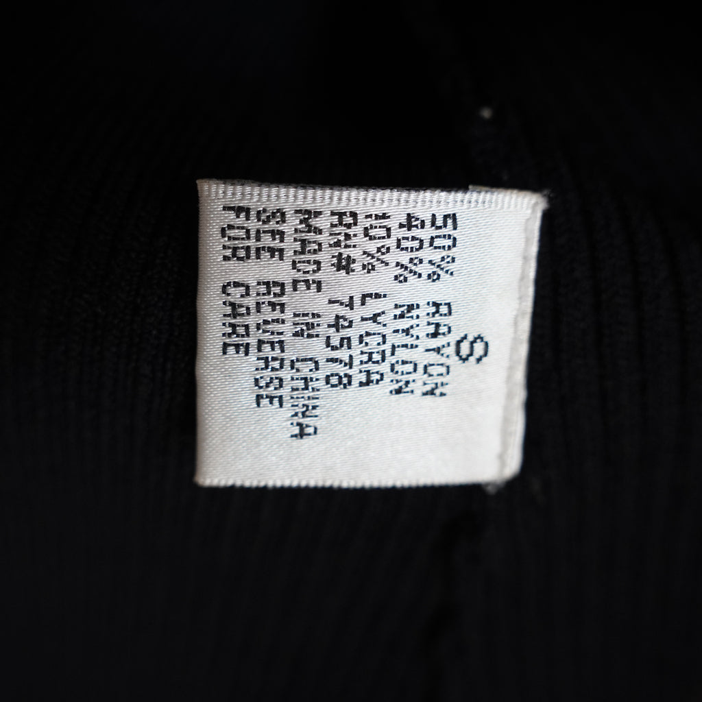 Y2K Cache Black Ribbed Knit Two Way Zip Wide Collar Fitted Cardigan Top S