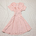 Nina Piccalino Blush Pink Ruffle Midi Dress | Vintage | Size Small