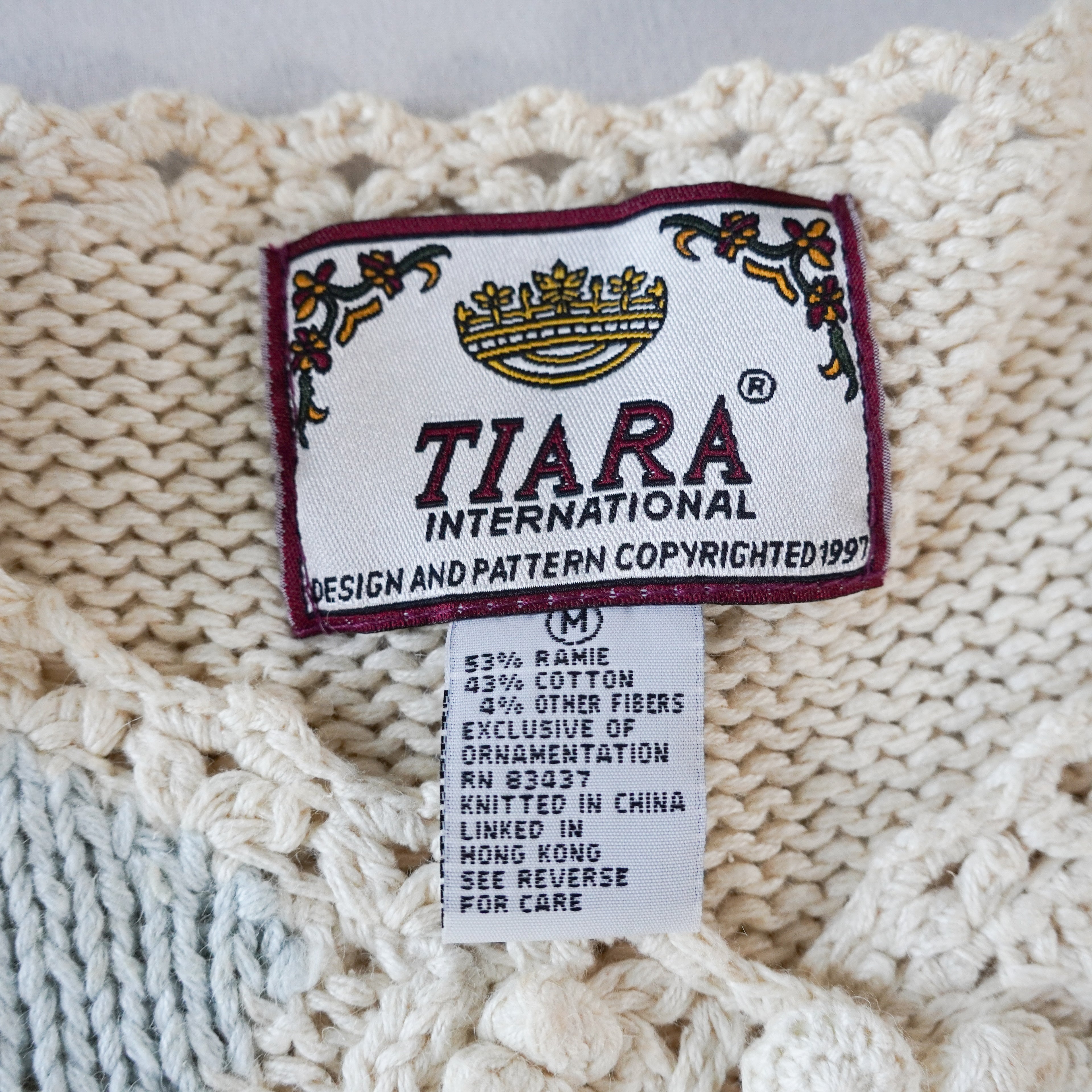 TIARA International Embellished Argyle Cardigan | Vintage | Size M