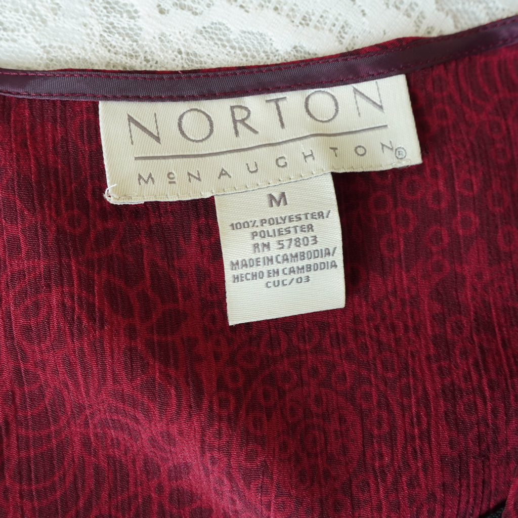 Norton McNaughton Burgundy Maxi Dress Floral Print | Y2K | Size M