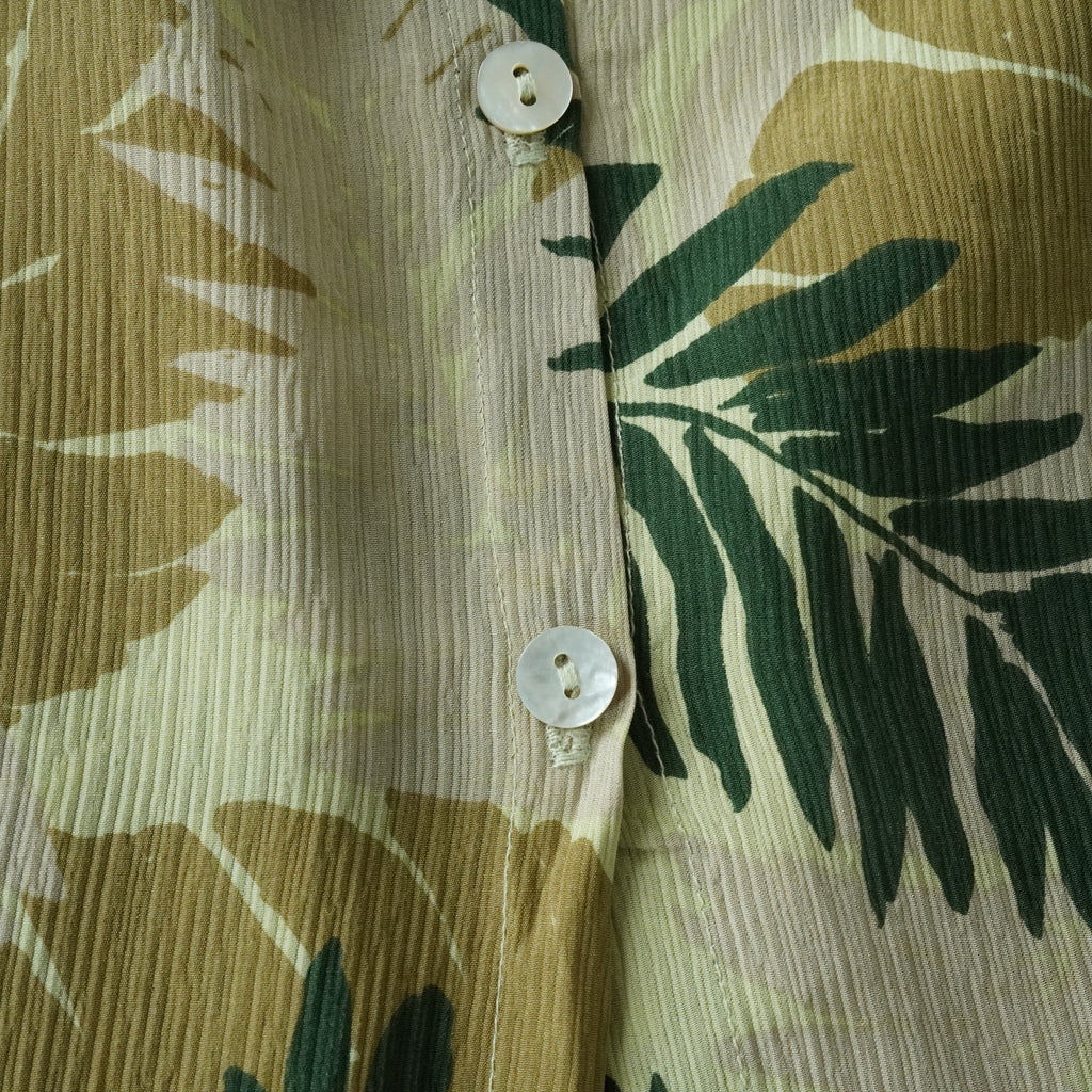Robbie Bee 100% Silk Tropical Leaf Button Front Midi Shirt Dress | Size 16