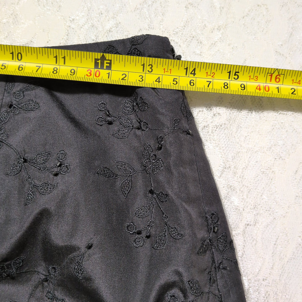 Ann Taylor Silk Embroidered Pencil Skirt