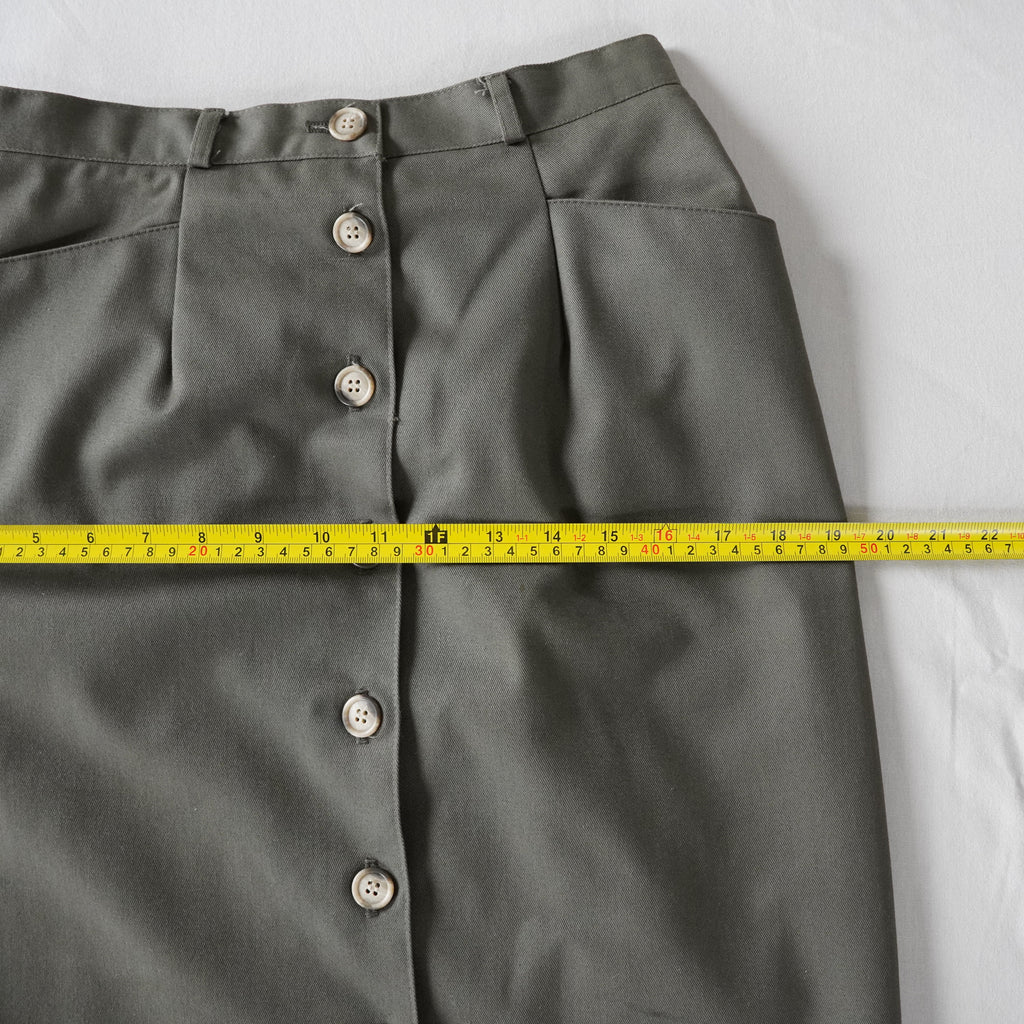Valerie Peyson Olive Button Front Maxi Skirt | Vintage | Size 8
