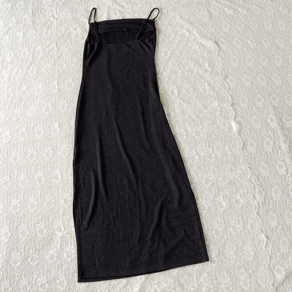 Bebe Sheer Shimmer Cowl Neck Maxi Slip Dress | Y2K | Medium