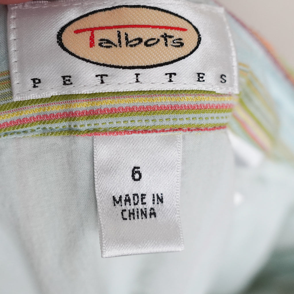 Talbots Petites Pastel Striped Beaded A-Line Skirt | Y2K | Size 6