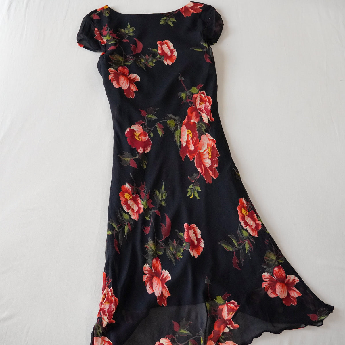 American Angel Floral Chiffon Midi Dress | Y2K | Medium