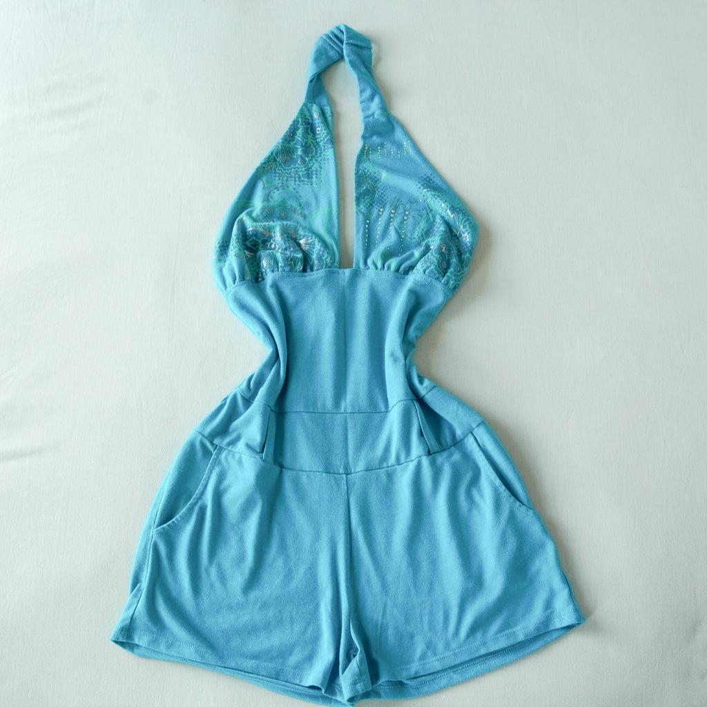 Apple Bottoms Rhinestone Halter Romper | Y2K | Size Medium