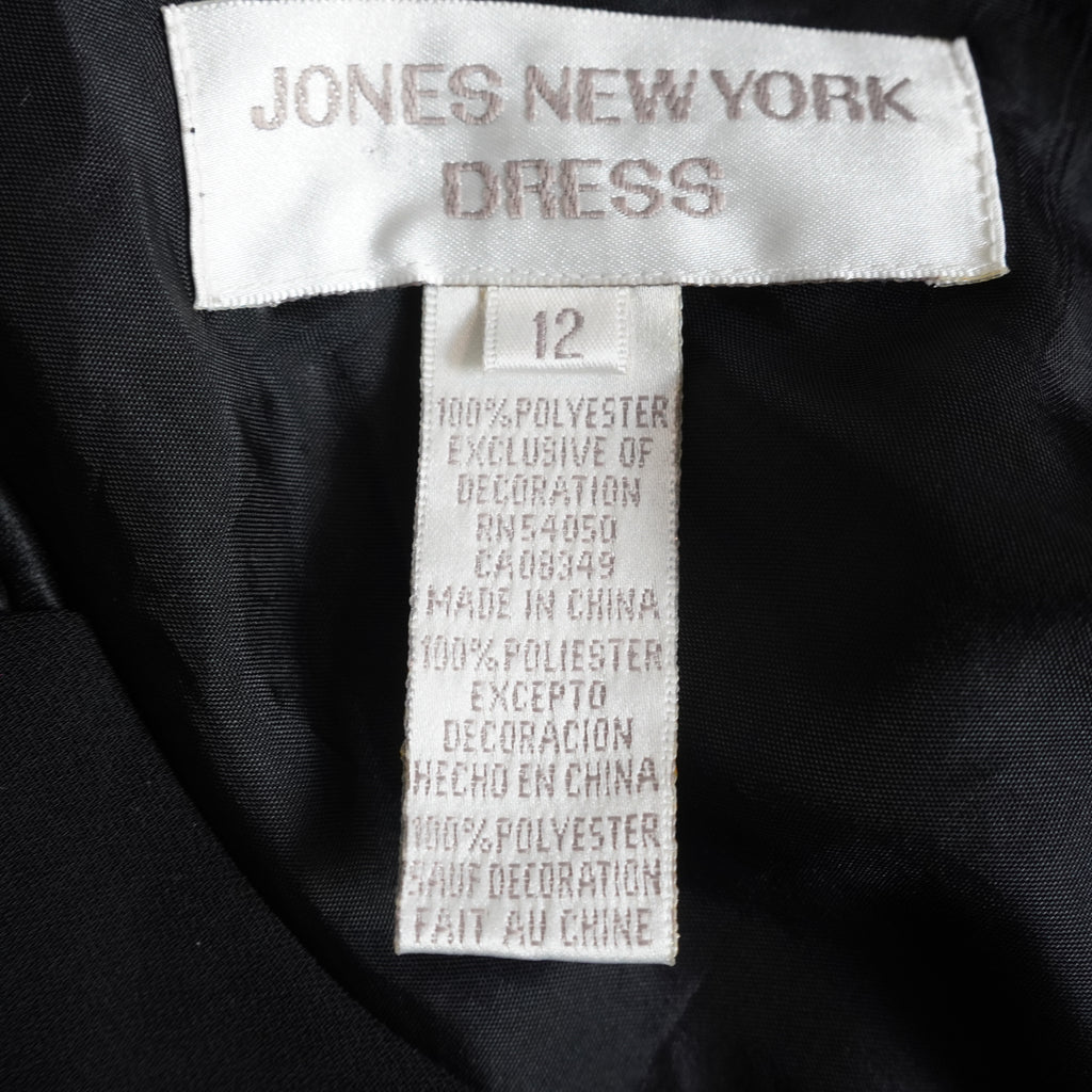 Jones New York Dress Black Beaded Midi Dress | Vintage |Size 12