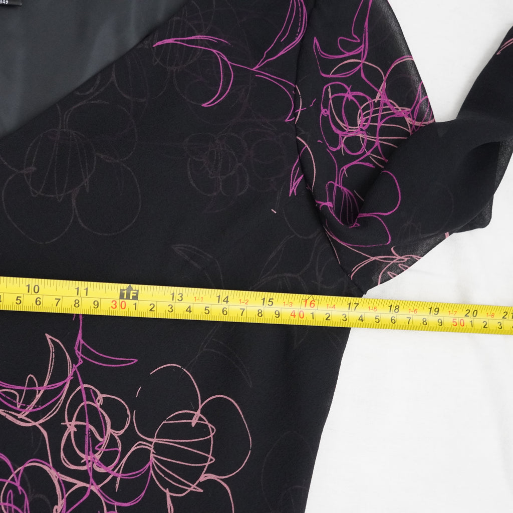 Jones New York Black Floral Tiered Chiffon Dress | Y2K | Size 10