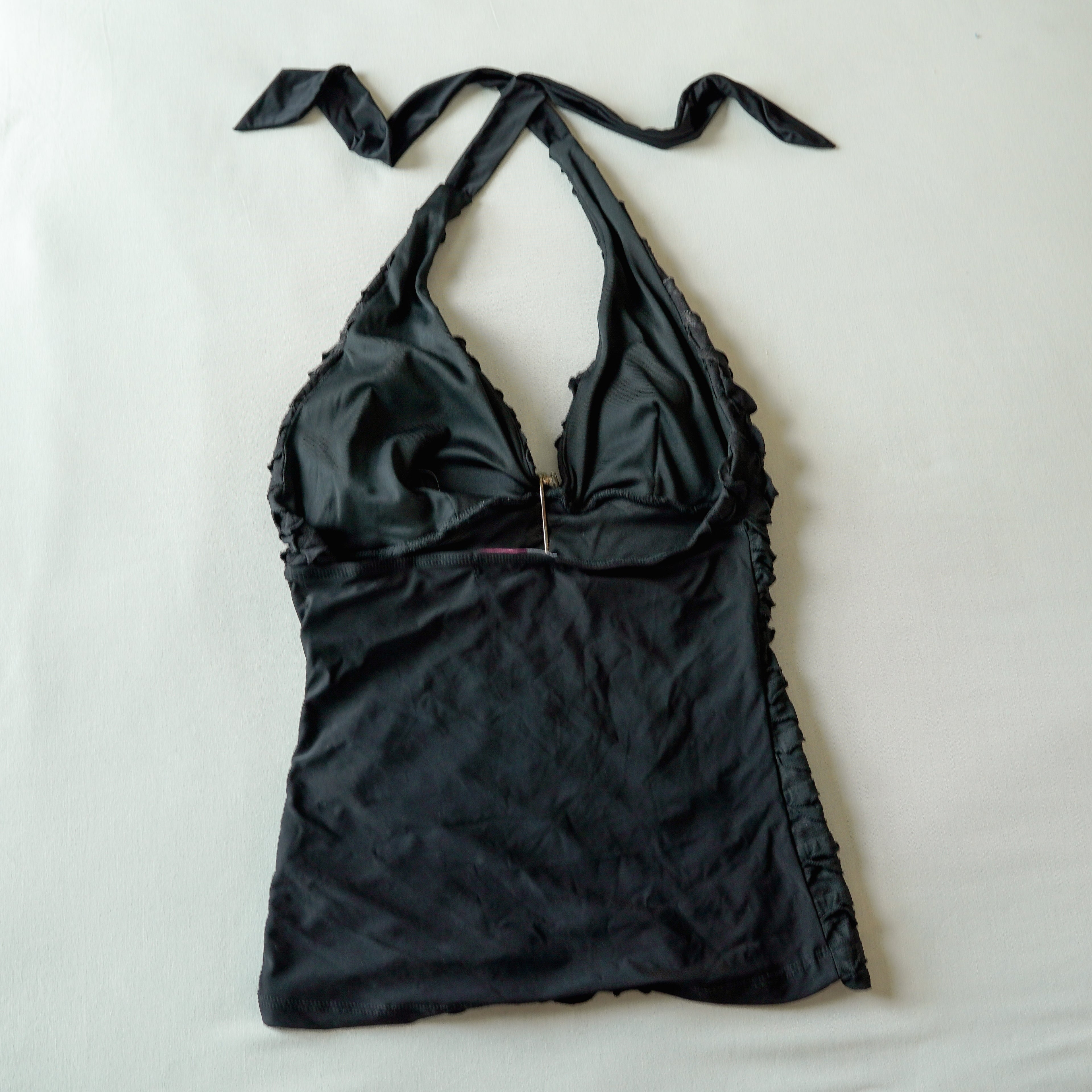 Y2K Lipstick Black Ruffle Halter Top | Y2K | Small