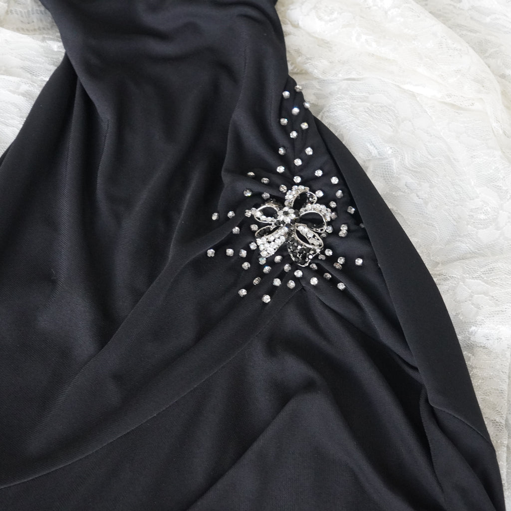 Jovani New York Black Embellished Asymmetrical Dress | Vintage | Size 6