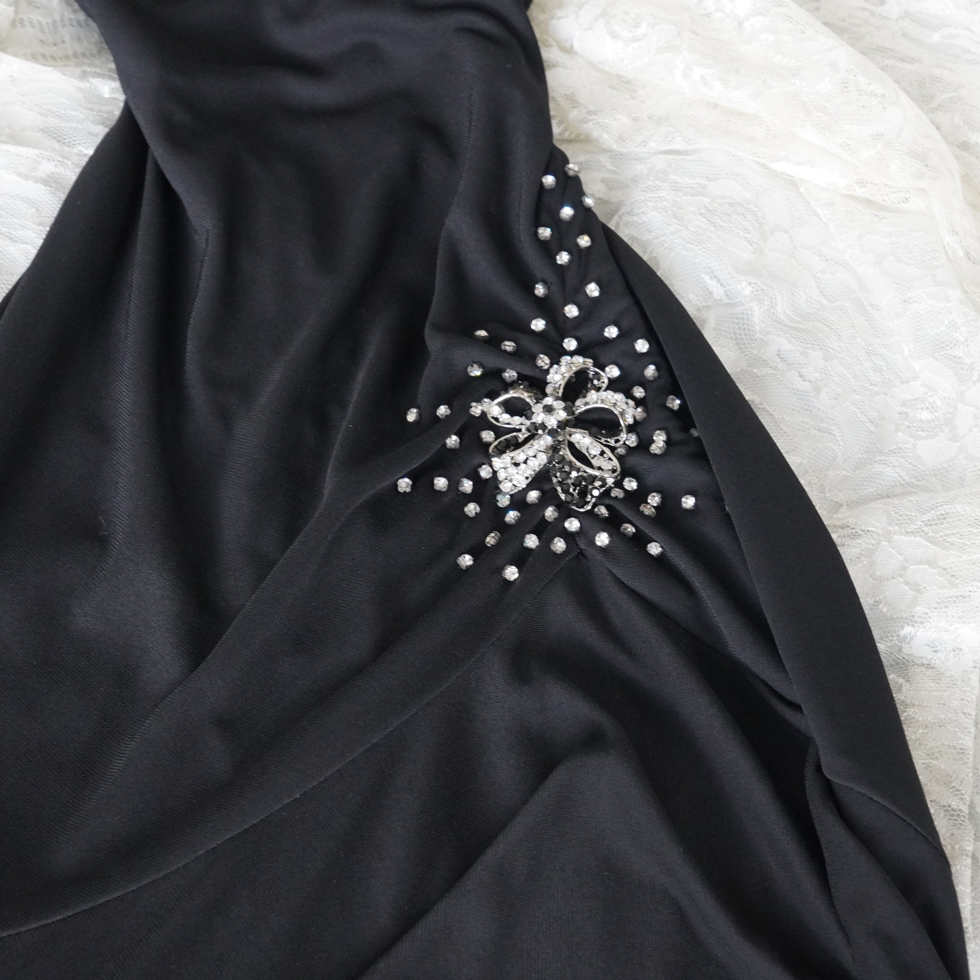 Jovani New York Black Embellished Asymmetrical Dress | Vintage | Size 6