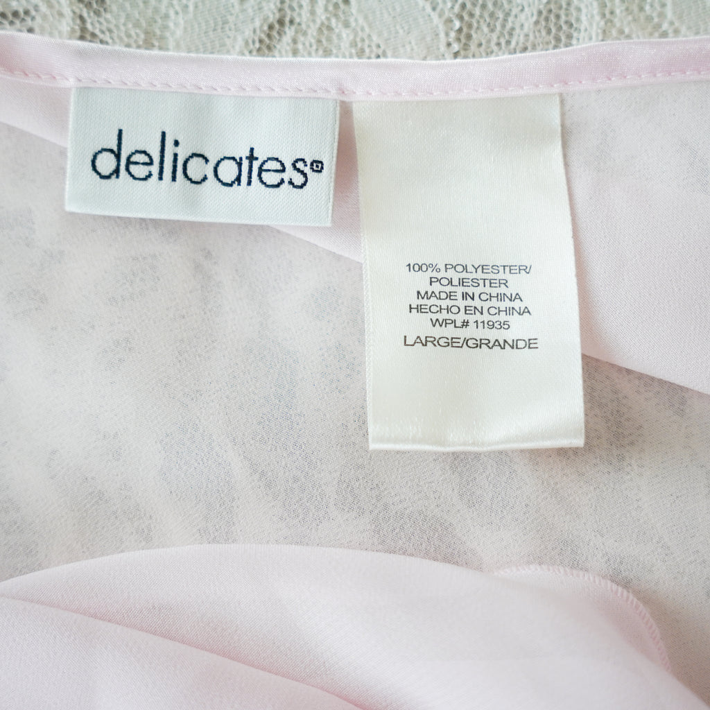 Delicates Pink Chiffon Beaded Slip Dress | Y2K | Large