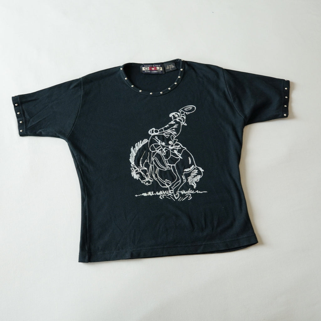 Gordon & James Studded Western Cowboy Baby Tee | Vintage | Large