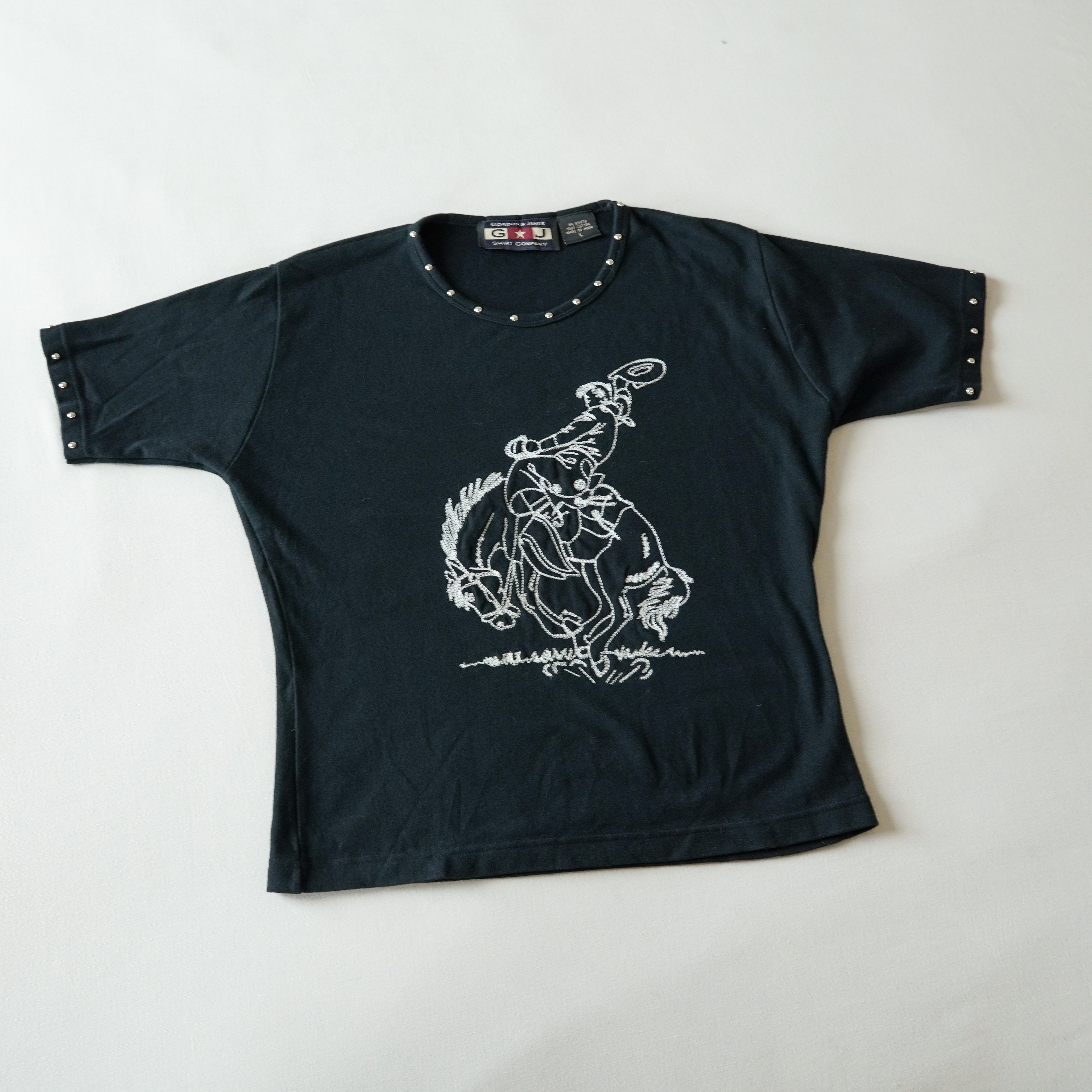 Gordon & James Studded Western Cowboy Baby Tee | Vintage | Large