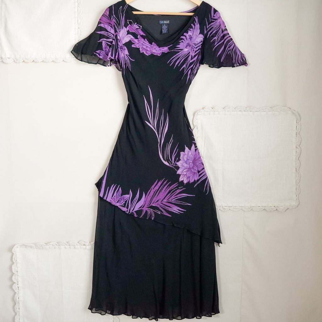 Eva Blue Floral Beaded Dress | Y2K | Size 6