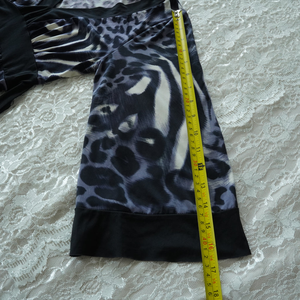 Body Central Animal Print Bell Sleeve Mini Dress | Empire Waist | Made in USA | Medium
