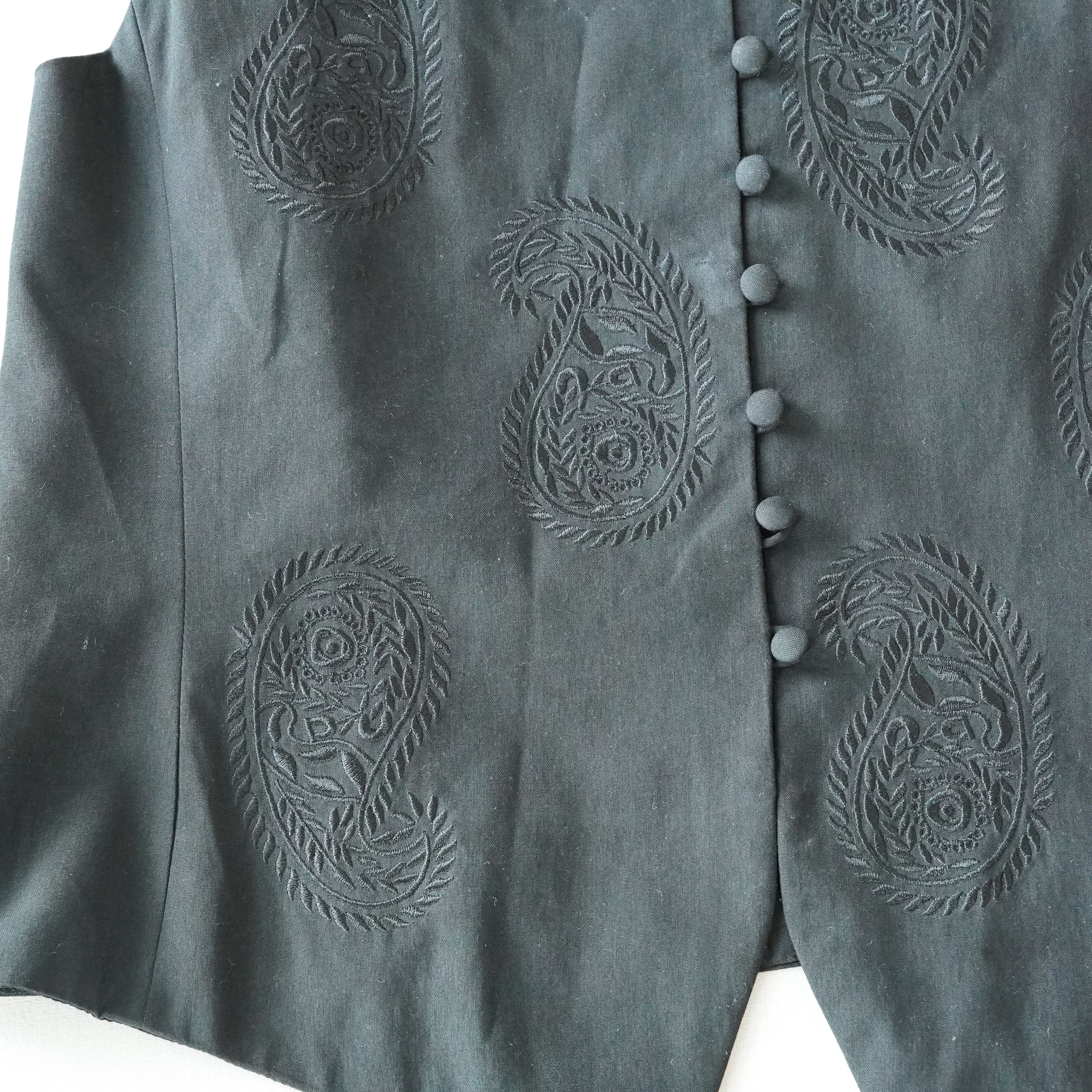 Casual Corner 100% Silk Black Paisley Vest | Vintage | Medium