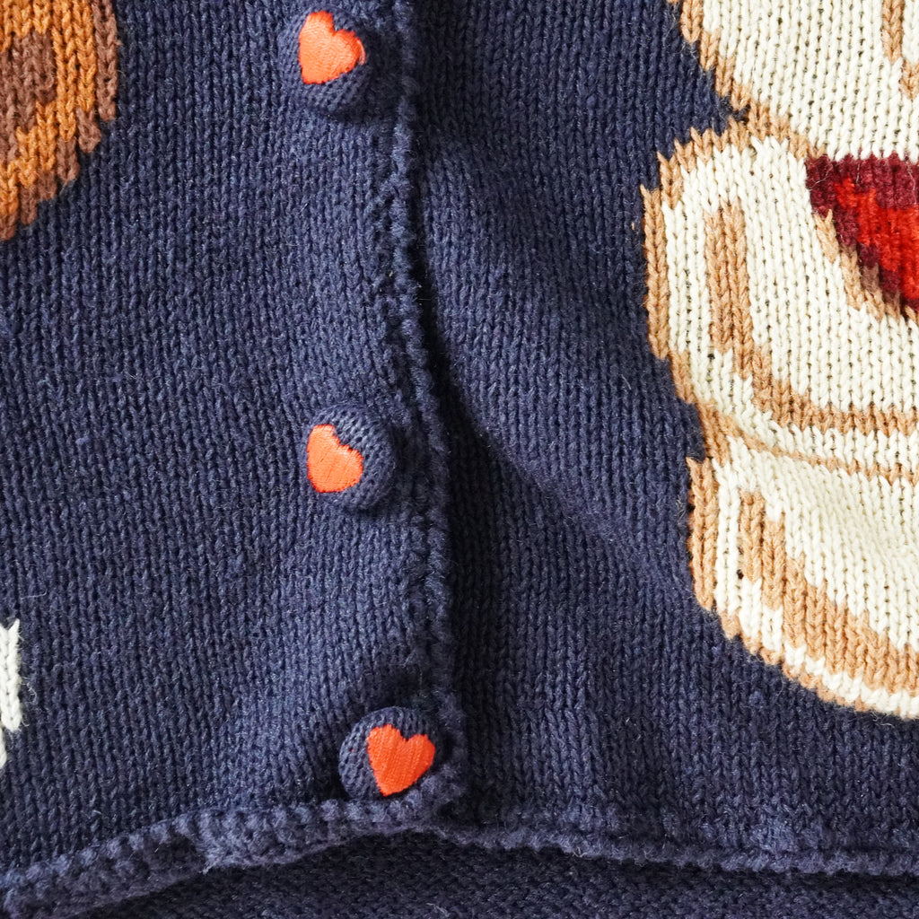 Vintage Eagle's Eye Teddy Bear Knit Sweater Vest Navy Ramie Cotton Cardigan – Size Small