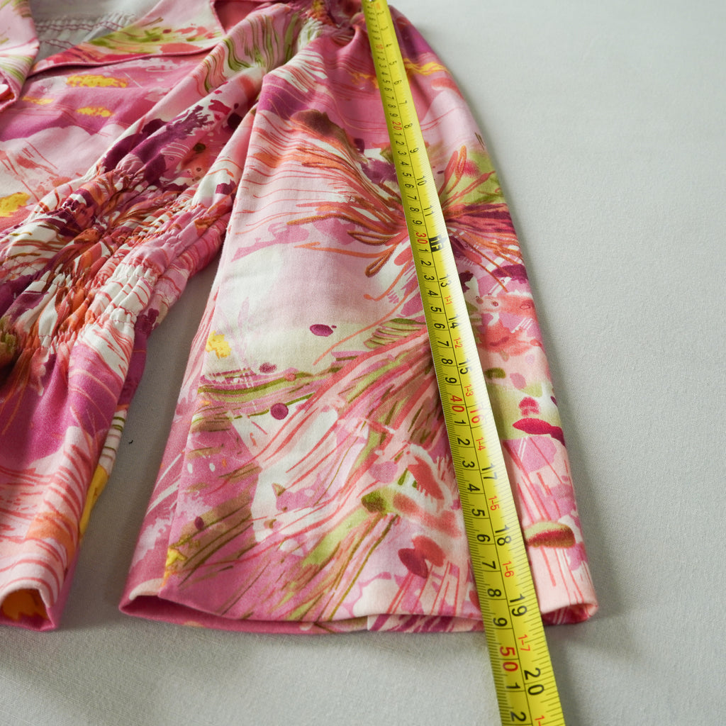 Sunny Leigh Pink Floral Ruched Blazer Jacket | Size 8