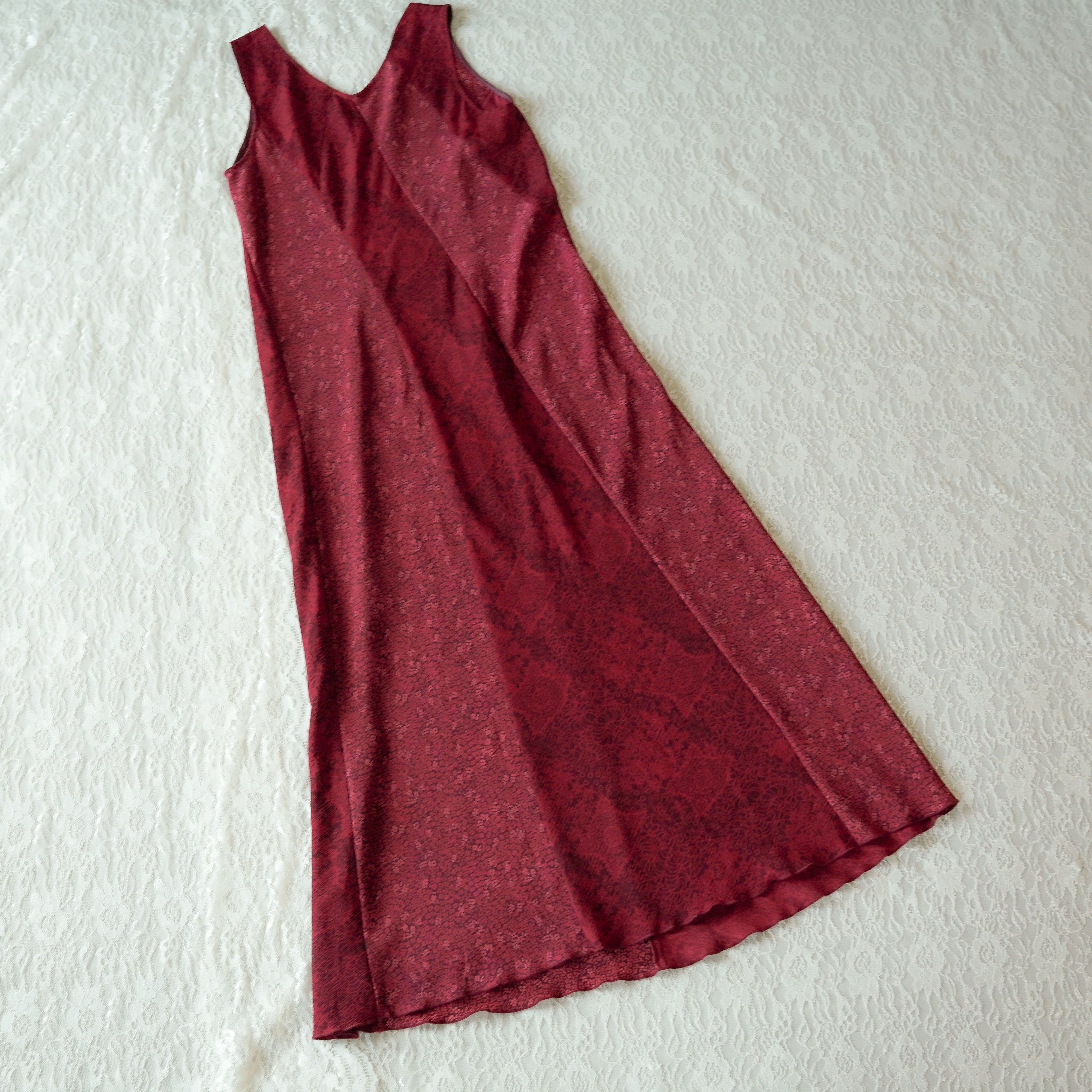 Norton McNaughton Burgundy Maxi Dress Floral Print | Y2K | Size M