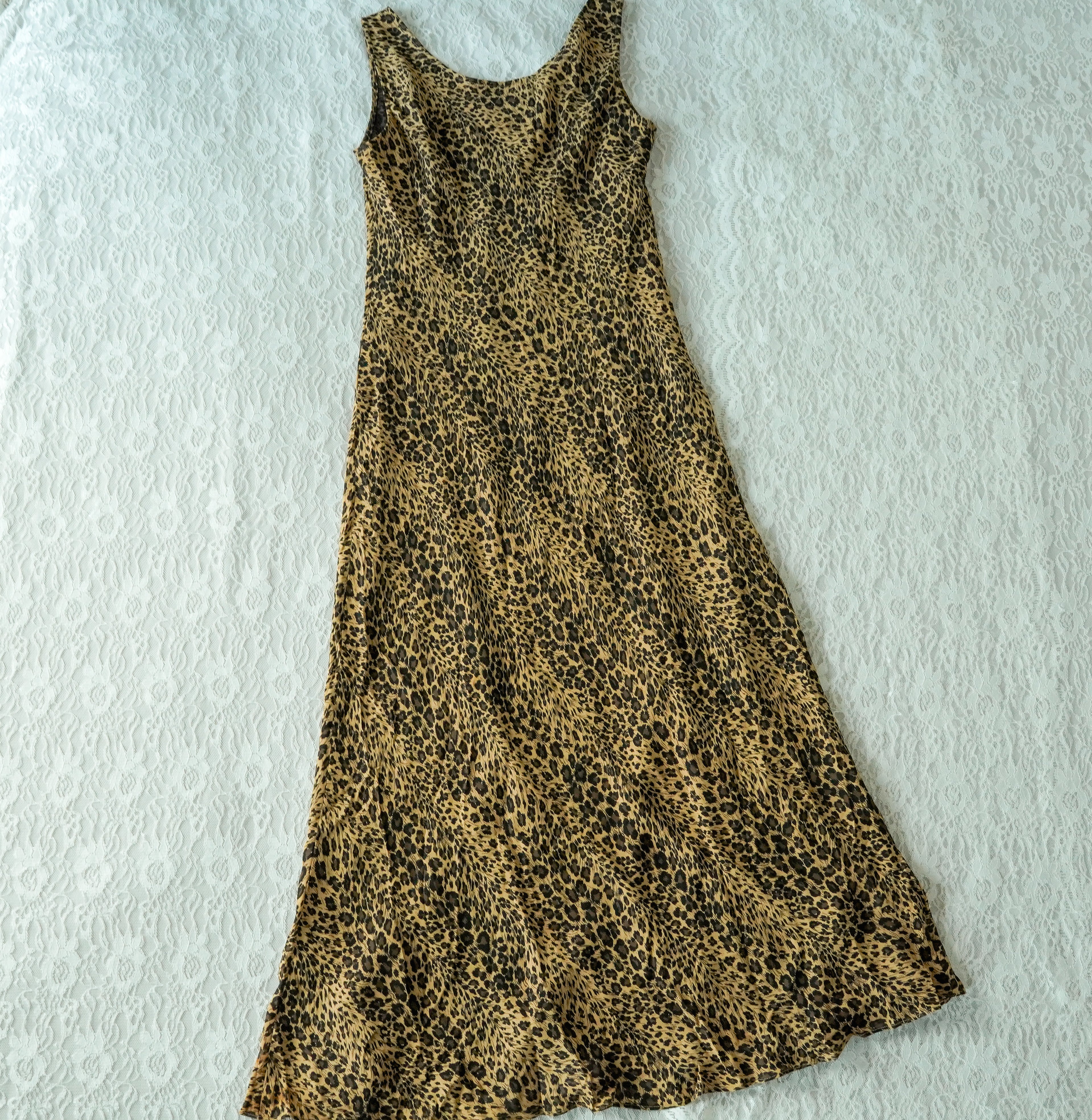 August Silk Leopard Print 100% Silk Maxi Dress | Y2K | Size 12