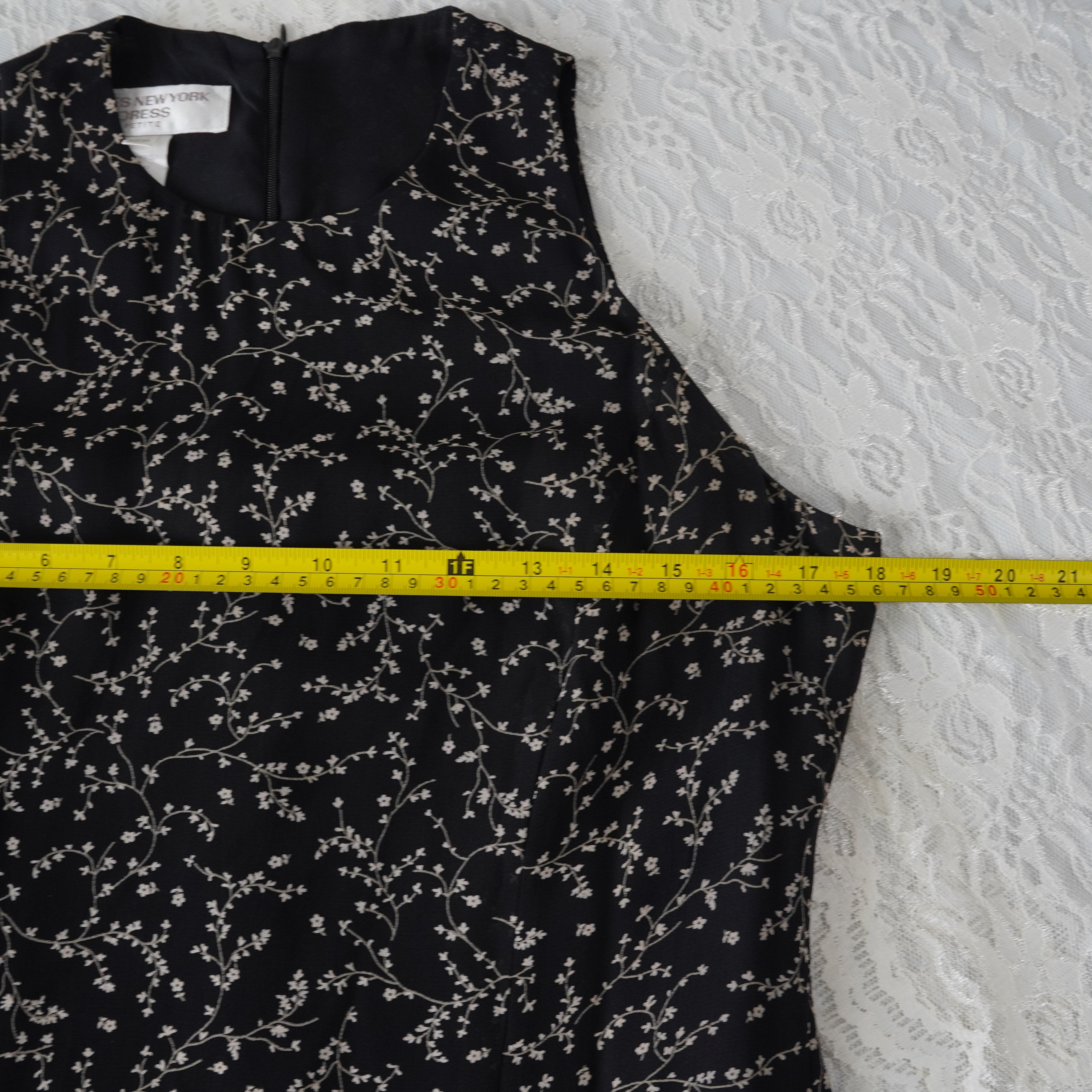 Vintage 90s Jones New York Black Floral Midi Dress | Vintage | 12P