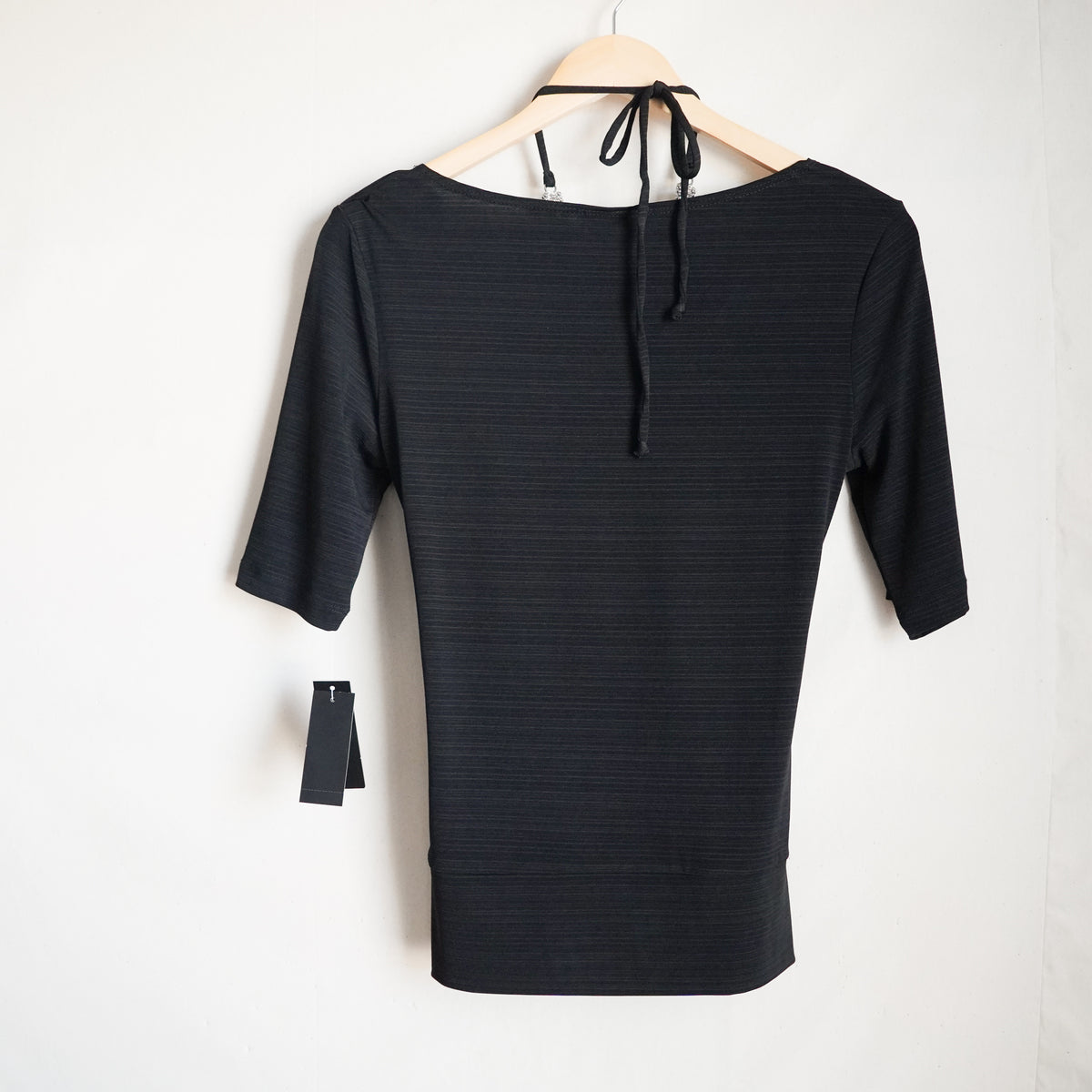 Y2K iZ Byer California Black Cowl Neck Halter Beaded Going Out Top M NWT