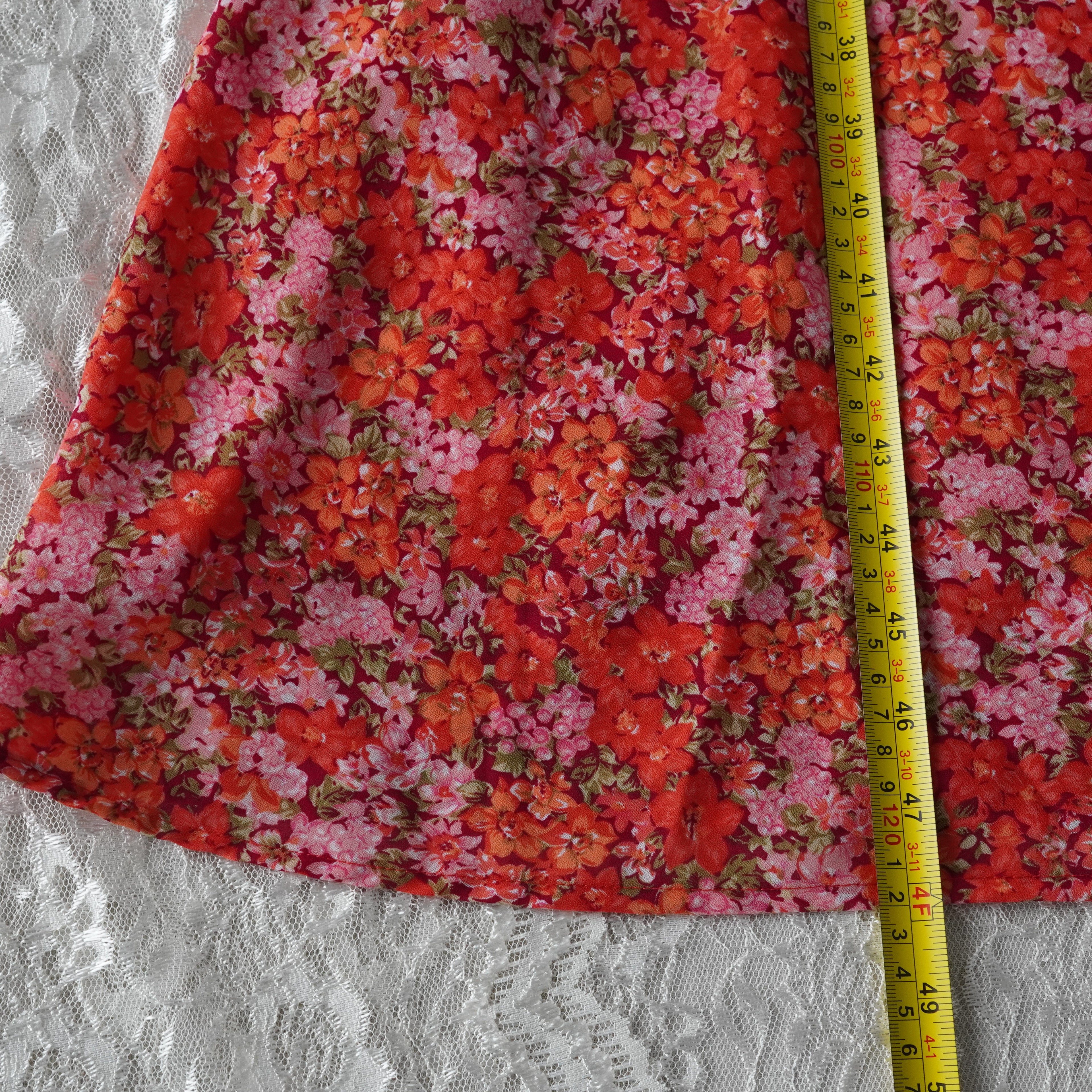 R&K Originals Red Floral Midi Dress | Vintage | Size 12