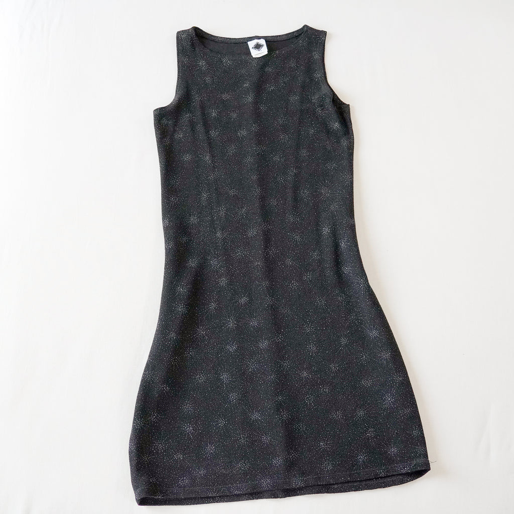 California Concepts Black Metallic Glitter Mini Dress | Y2K | Size Medium