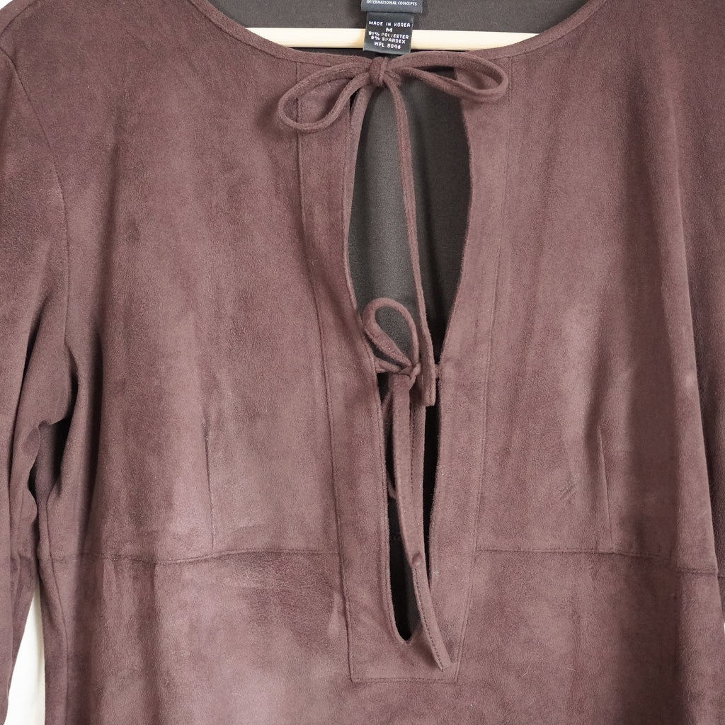 INC International Concepts Faux Suede Tie Front Top | Y2K | Medium