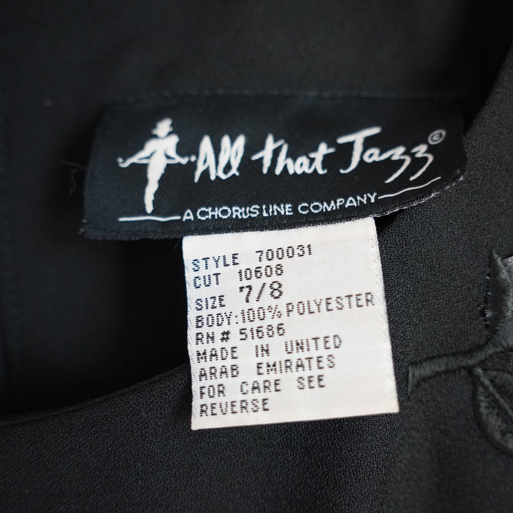 All That Jazz Black Rose Appliqué Mini Dress | Vintage | Size 7/8