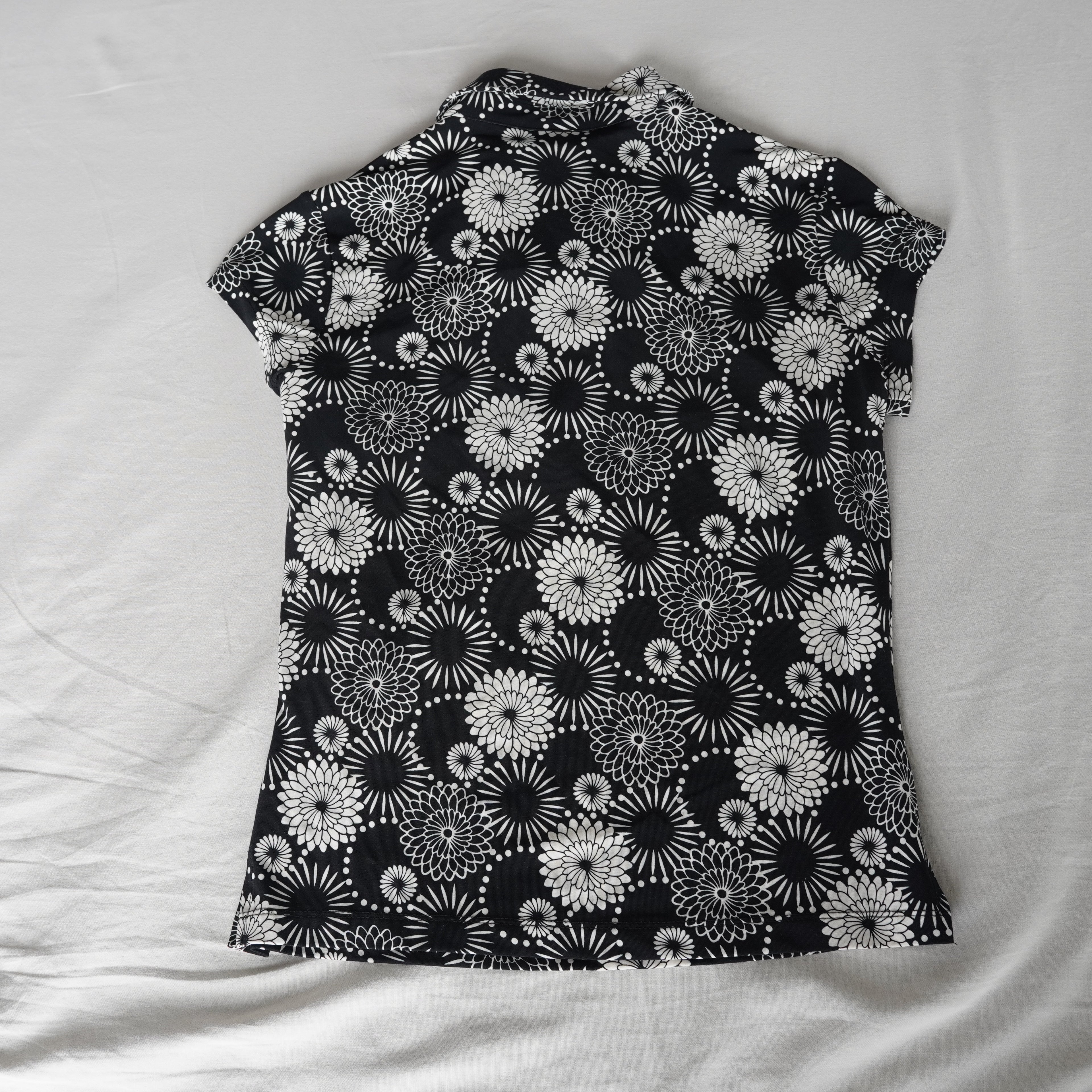Express Floral Stretch Polo Top | Y2K | Size Small
