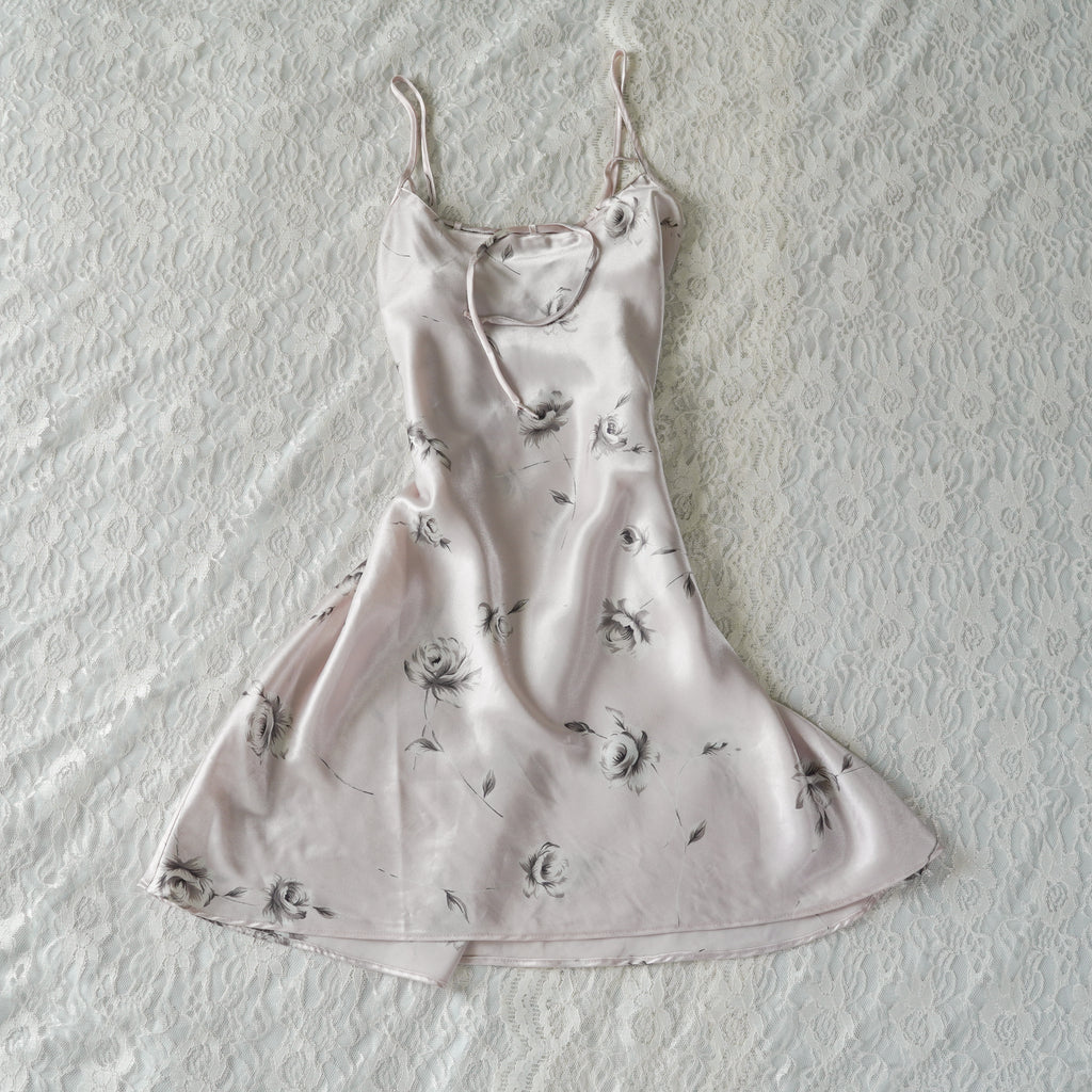 Morgan Taylor Intimates Satin Floral Slip Dress | Y2K | Size M