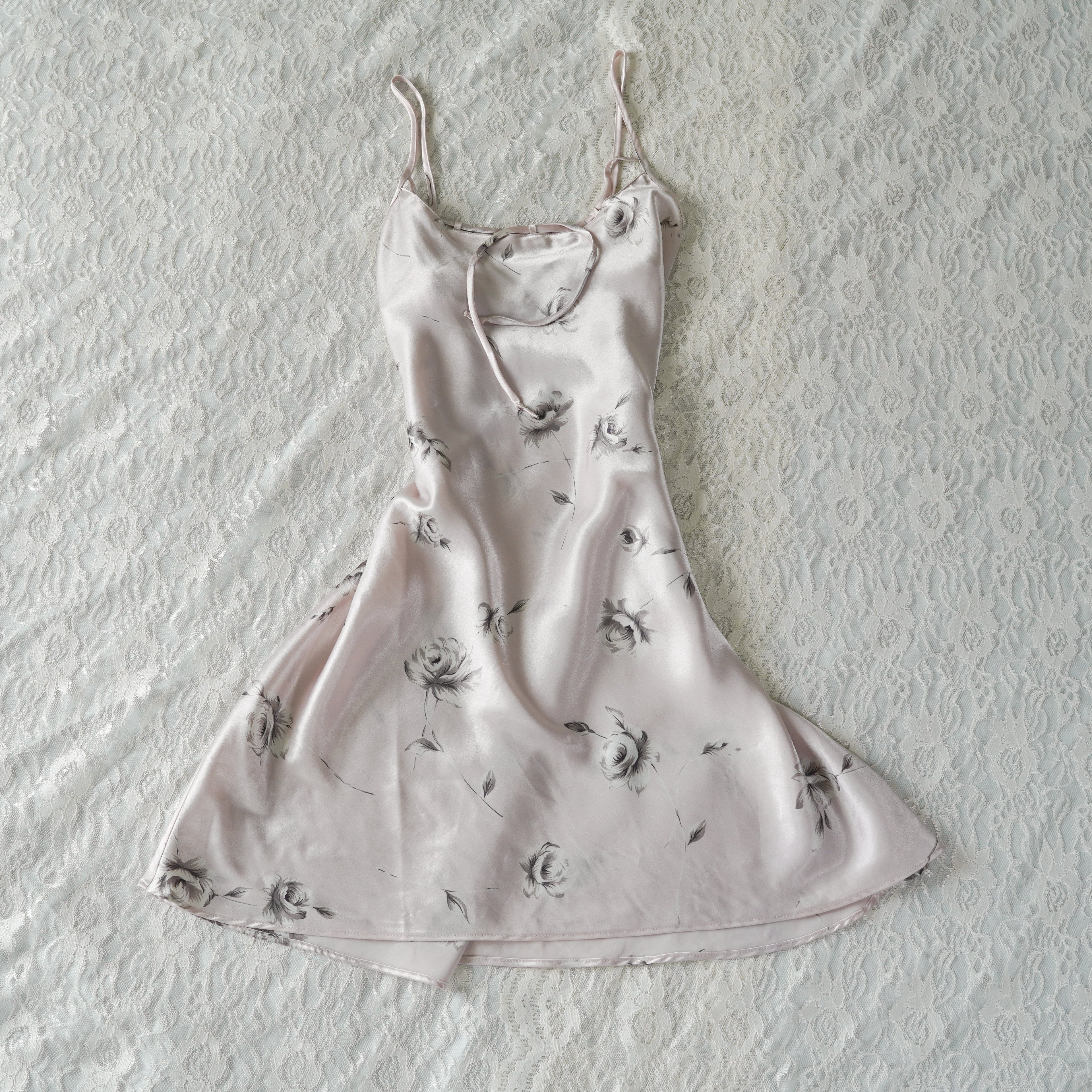 Morgan Taylor Intimates Satin Floral Slip Dress | Y2K | Size M
