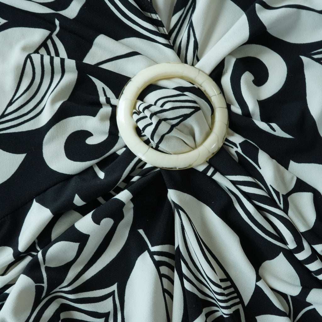 OXOXO Black & White Abstract Ring Accent Midi Dress | Made in USA | Size S