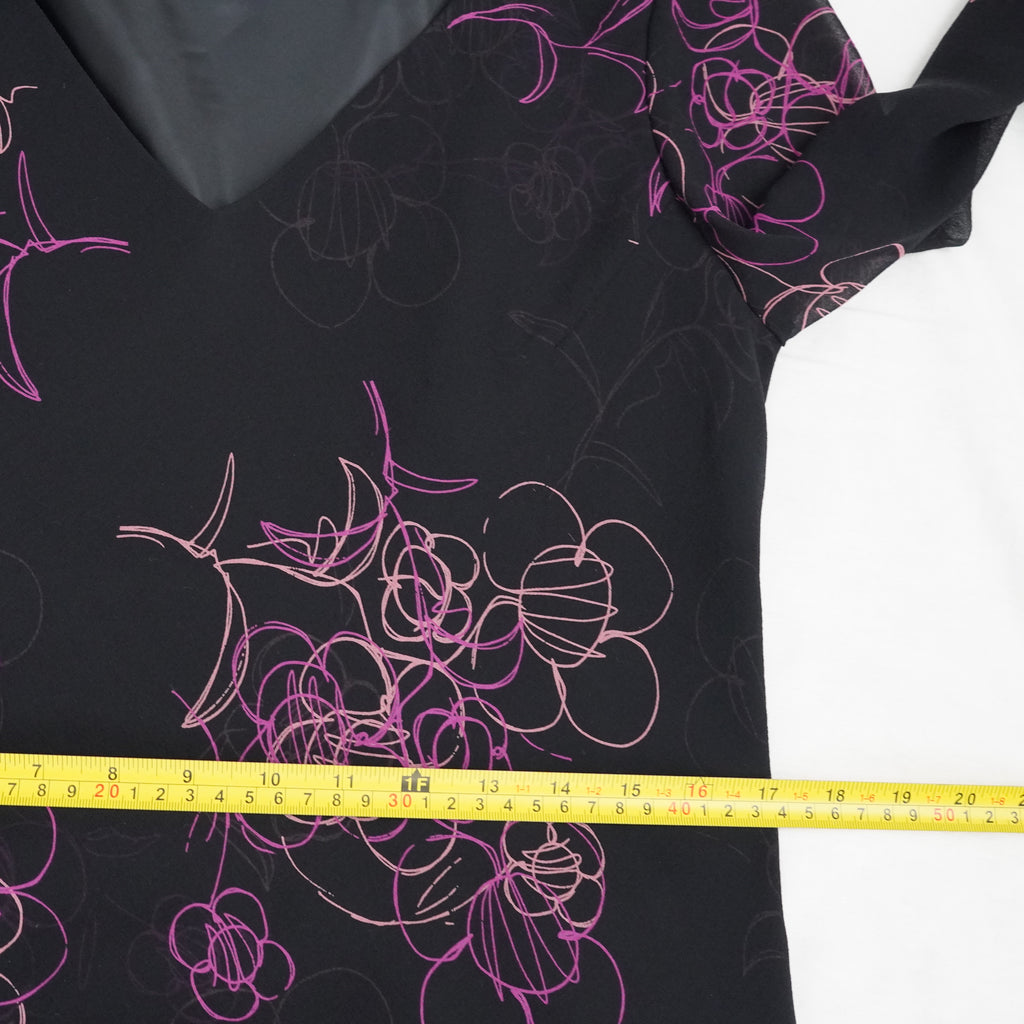 Jones New York Black Floral Tiered Chiffon Dress | Y2K | Size 10