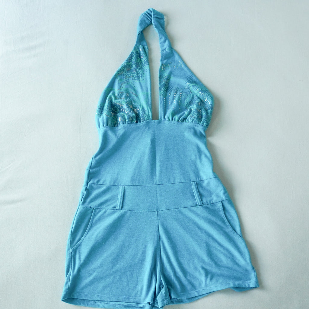 Apple Bottoms Rhinestone Halter Romper | Y2K | Size Medium