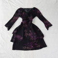 Jones New York Black Floral Tiered Chiffon Dress | Y2K | Size 10