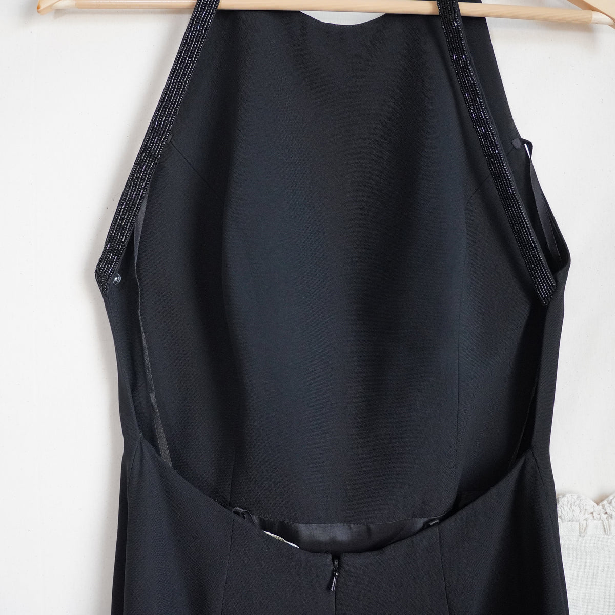 Caché Black Beaded Halter Evening Gown | Y2K | Size 8