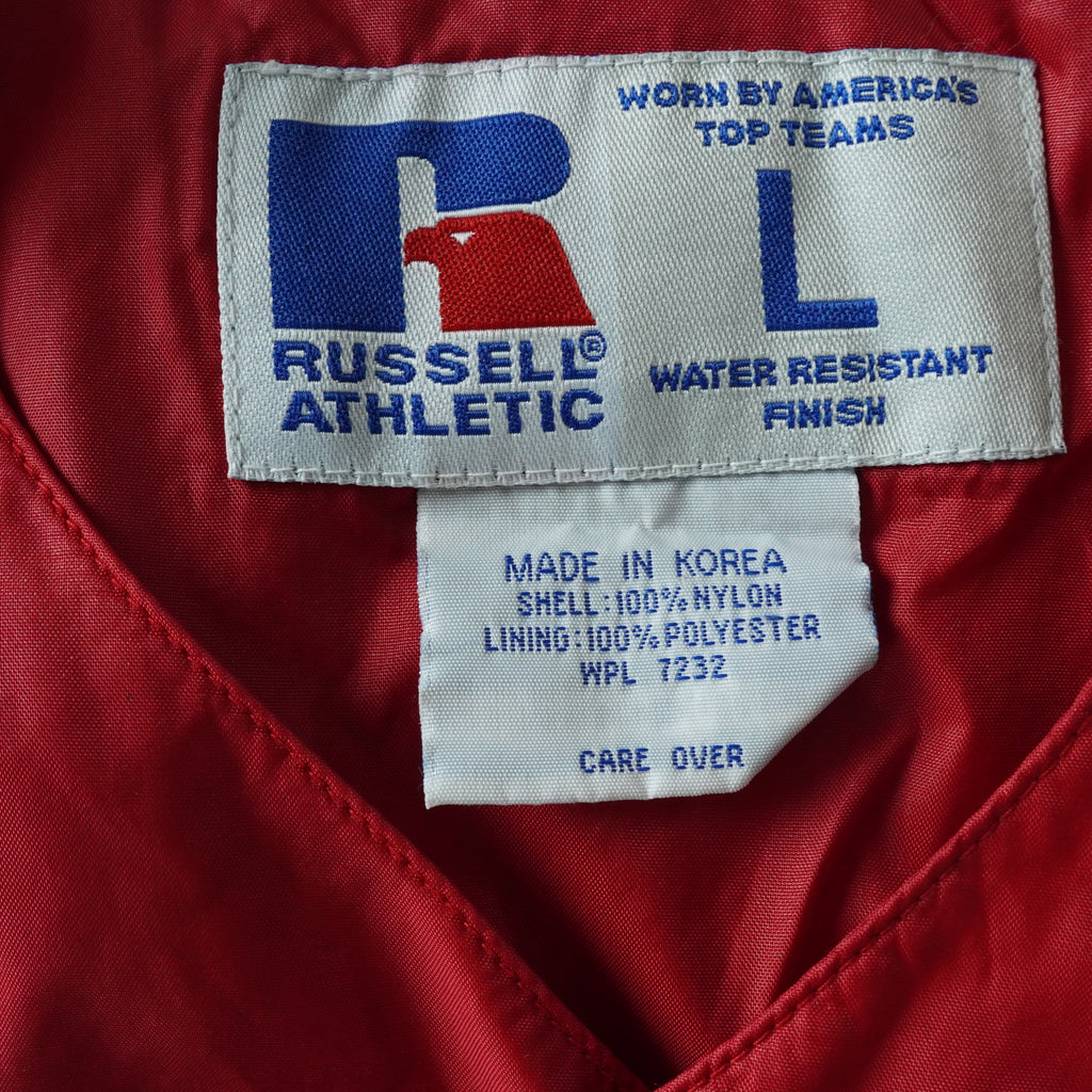 Russell Athletic Red Nylon Wind Pullover Made in Korea | Large