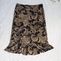 BCBGMAXAZRIA Paisley Ruffle Hem Midi Skirt | XS