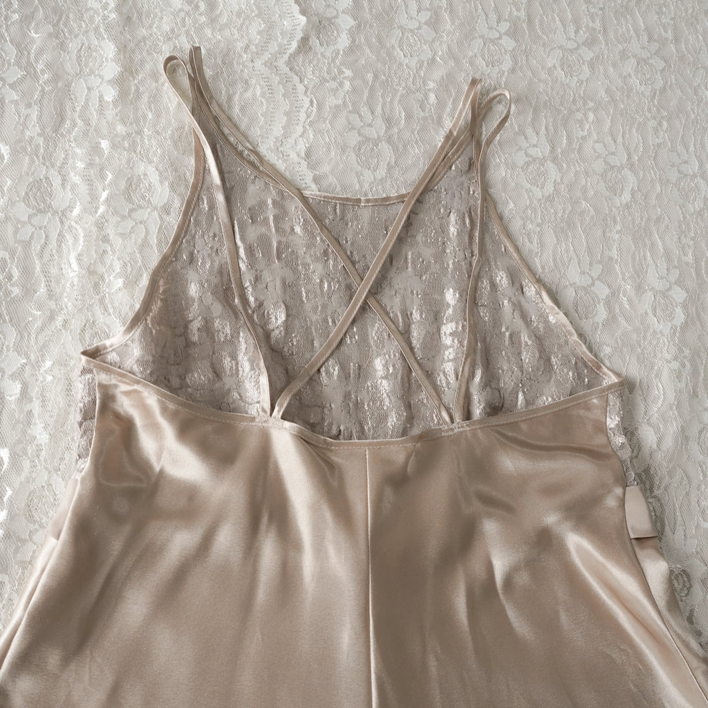 California Dynasty Expressions Satin Lace Dress | Y2K | Small
