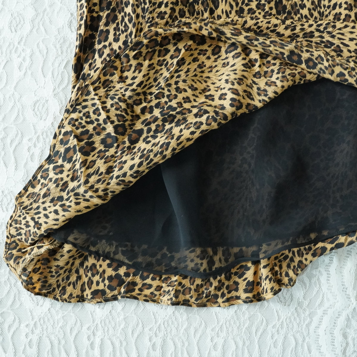 August Silk Leopard Print 100% Silk Maxi Dress | Y2K | Size 12