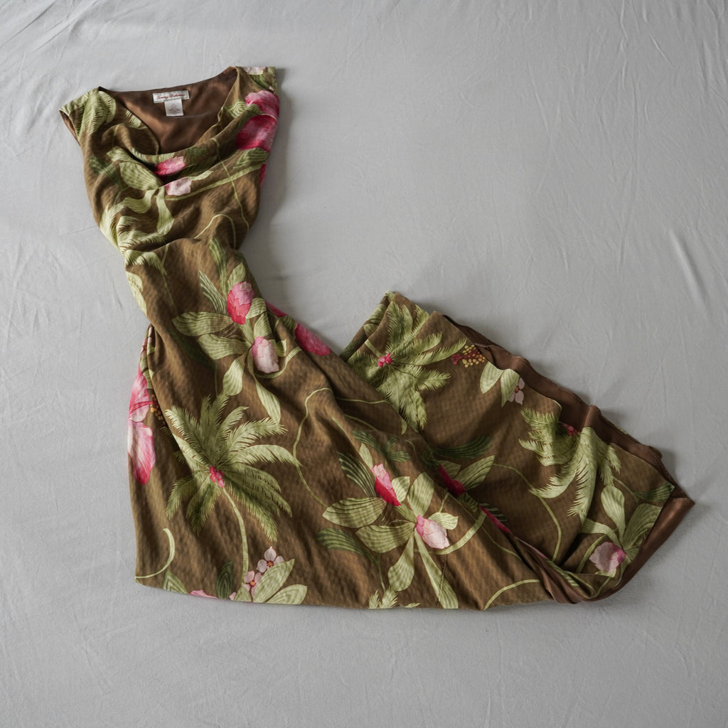 Tommy Bahama 100% Silk Tropical Floral Maxi Dress | Y2K | Size 4